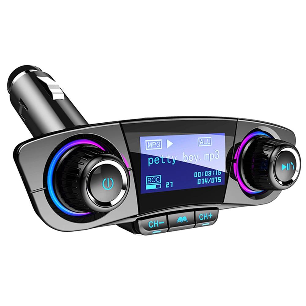 JINSERTA Bluetooth FM Transmitter Handfrees-calling Radio Adapter Car Kit with Dual USB Port MP3 Player Support TF Card USB Flash Drive