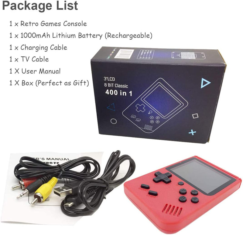 DigitCont Retro Mini Handheld Console, Construit avec 400 Jeux