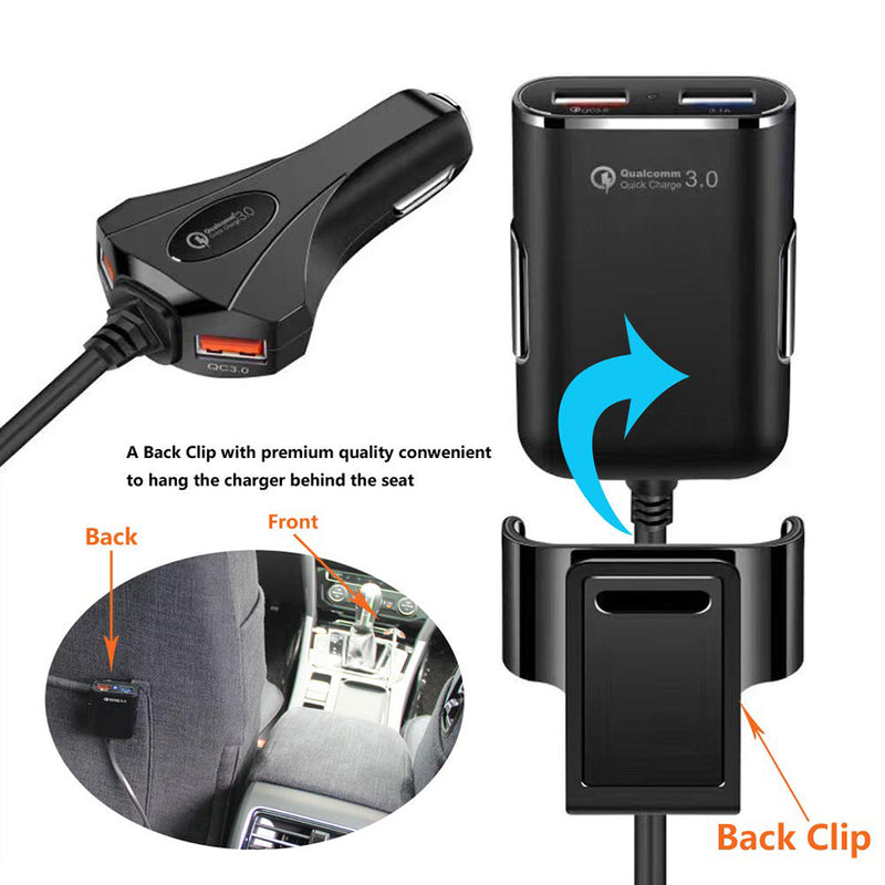 Quad USB car package charger 12A  charger extension for passenger