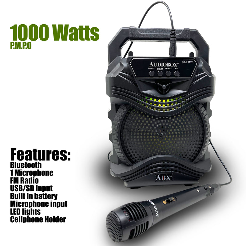 1000 watt peak power portable bluetooth karaoke speaker with microphone