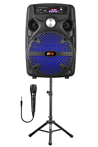 6000 Watts Peak power 8" rechargeable bluetooth karaoke speaker with stand and microphone