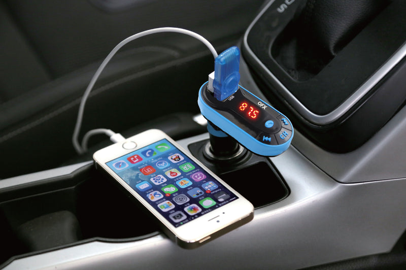 QFX FMT-8-GY Bluetooth Car FM Transmitter + 2.1A Dual USB Car Charger - Grey