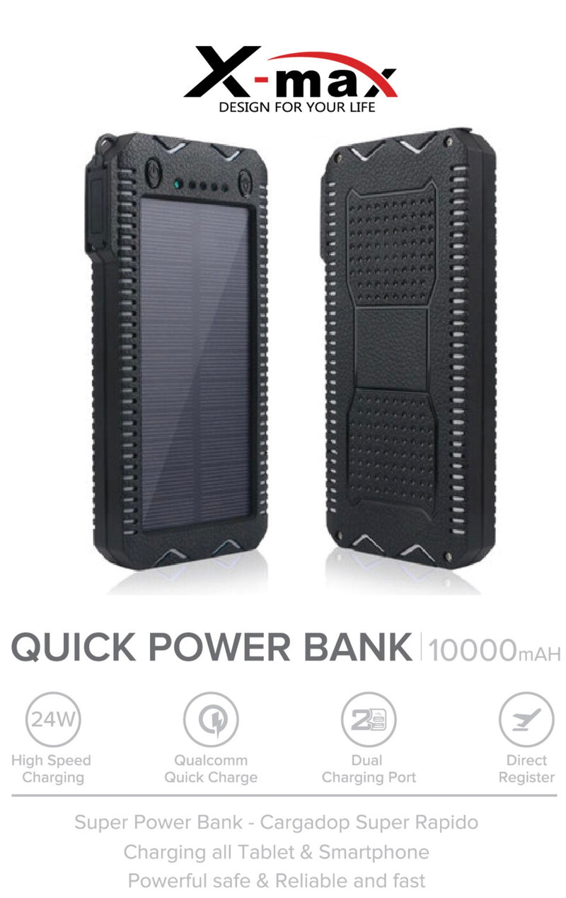 Solar High quality Power bank 10000 mAh with flash lights