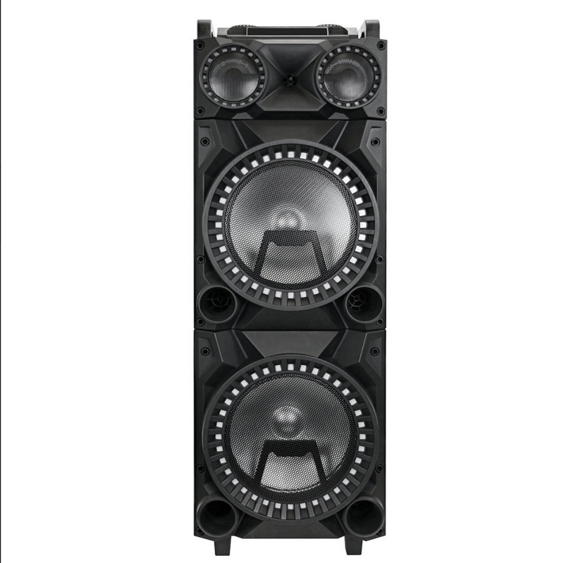 QFX 12" DJ Speaker with Surround Lights, Rechargeable bluetooth karaoke system