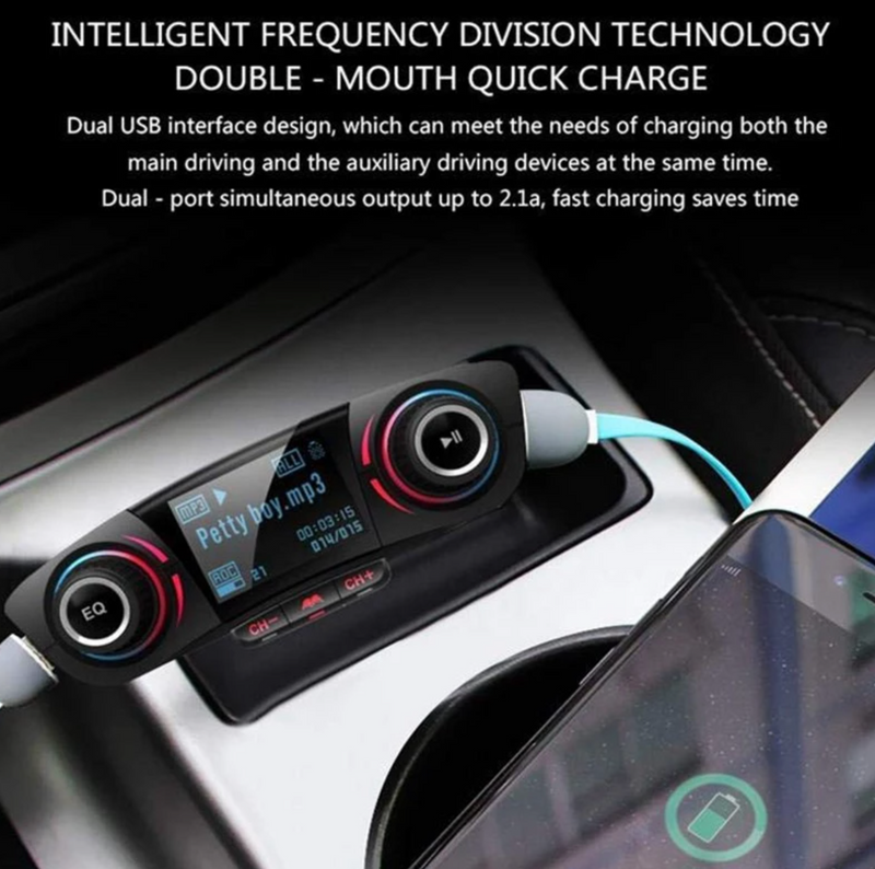 12V Wireless Bluetooth FM Transmitter Aux Car Handsfree Car Kit MP3 Player w/USB
