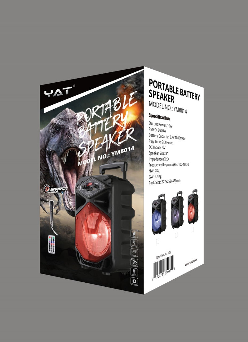 YM8014 Single 8" rechargeable bluetooth karaoke speaker
