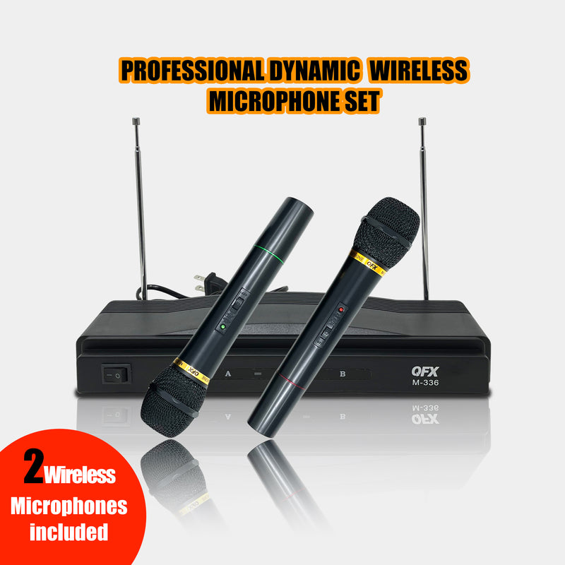 PROFESSIONAL wireless dynamic microphone set of 2 cordless mics for karaoke and parties