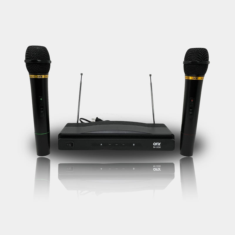 PROFESSIONAL wireless dynamic microphone set of 2 cordless mics for karaoke and parties